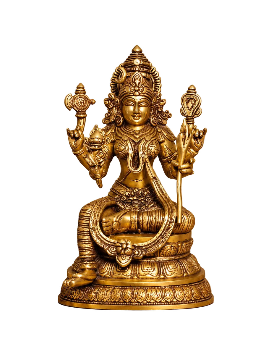 Brass Rajarajeshwari Devi Idol – Tripura Sundari, Lalita Devi & Shodashi | Sri Vidya Temple Décor (Height: 10.5 Inches) Craft Detail