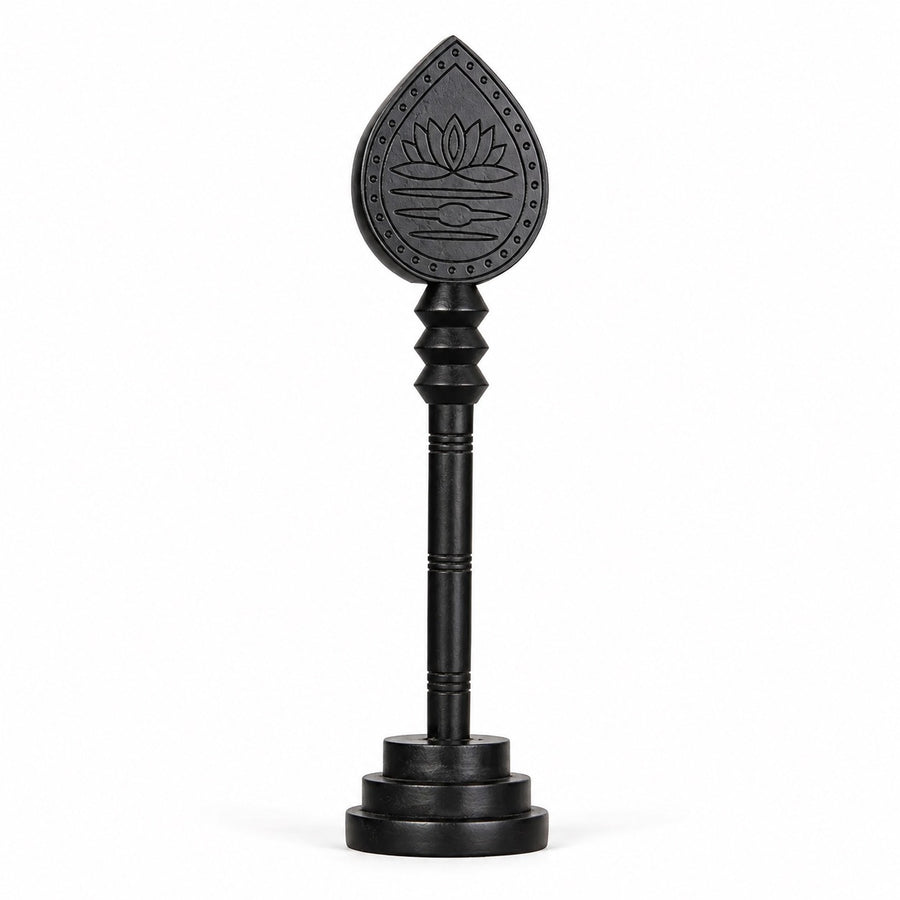 Sacred Hindu Karungali Vel with Base | Murugan Vel | Natural Ebony Wood Craft Detail