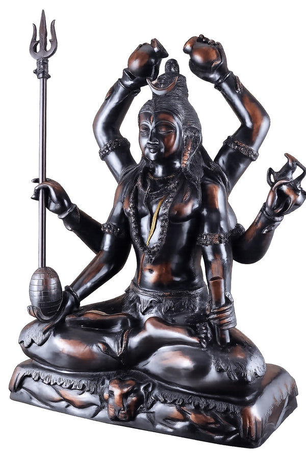 Superfine Brass Six-Armed Lord Shiva Statue (Height: 30 Inches) Entryway Setting