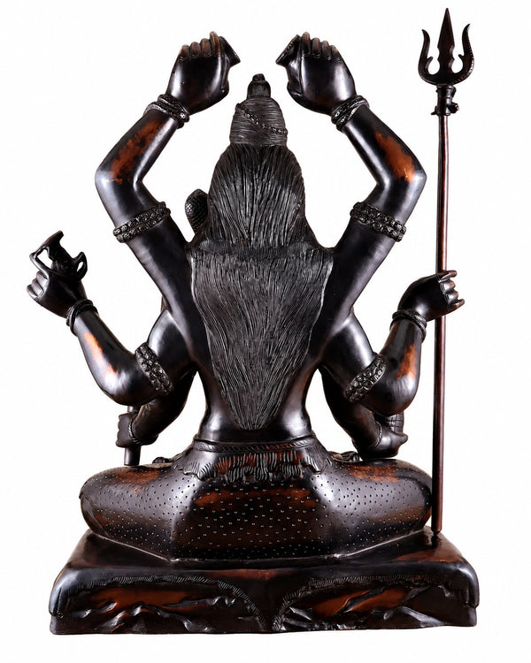 Superfine Brass Six-Armed Lord Shiva Statue (Height: 30 Inches) Study Setting