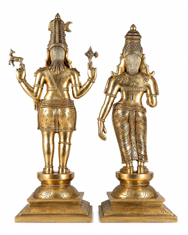 Superfine Brass Shiva Parvati Kalyana Murti – Sacred Divine Wedding Statue (Height: 32 Inches) Study Setting
