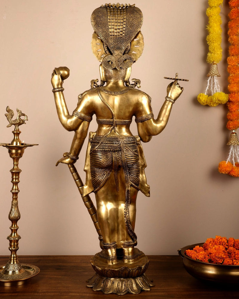 Brass Large Lord Vishnu Idol (Height: 40 Inches)