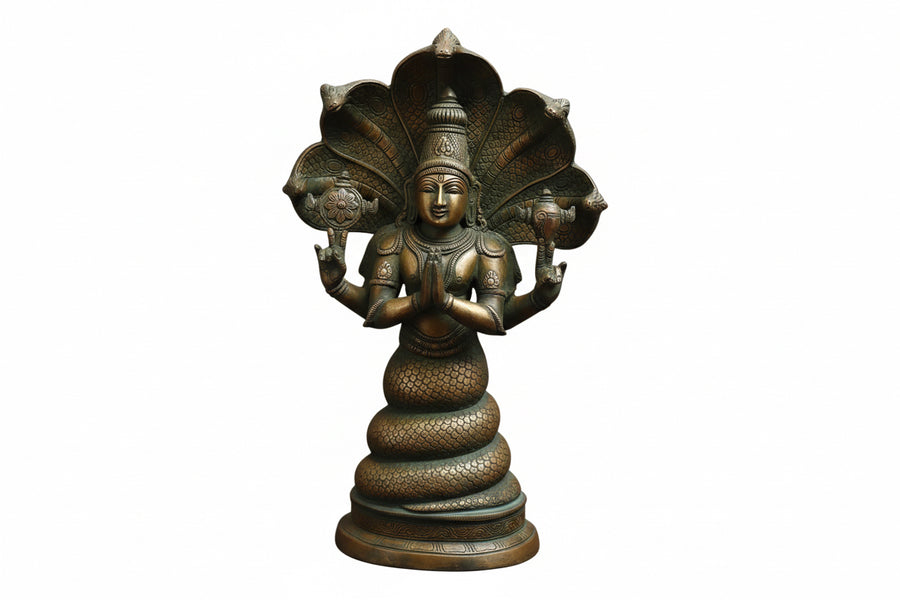 Brass Patanjali Statue-Antique Golden (Height : 16 Inches) Craft Detail
