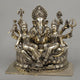 Brass Ganesh with Riddhi Siddhi Seated on Lotus Idol (Height: 13 Inches)