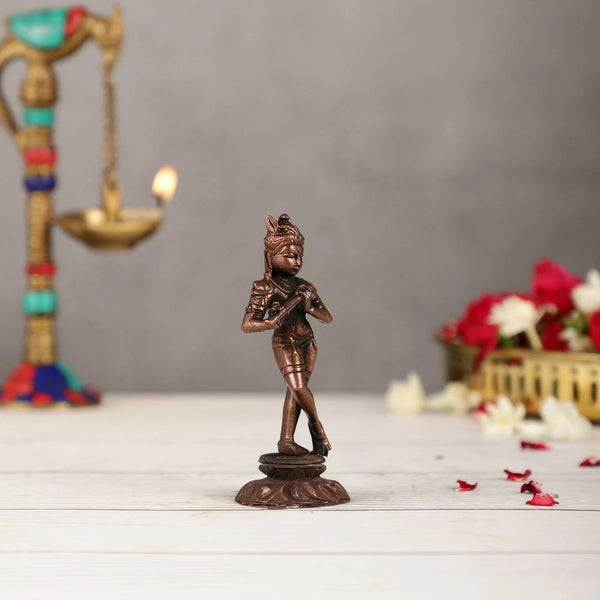 Copper Krishna Murti (Height 4.5 inch) Study Setting