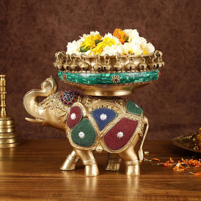 AONA Pure Brass Large Elephant Urli