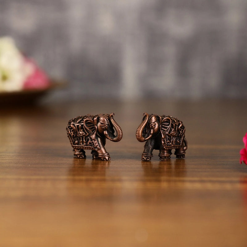 Pure Copper miniature Elephant Idol (Height: 1 Inch)