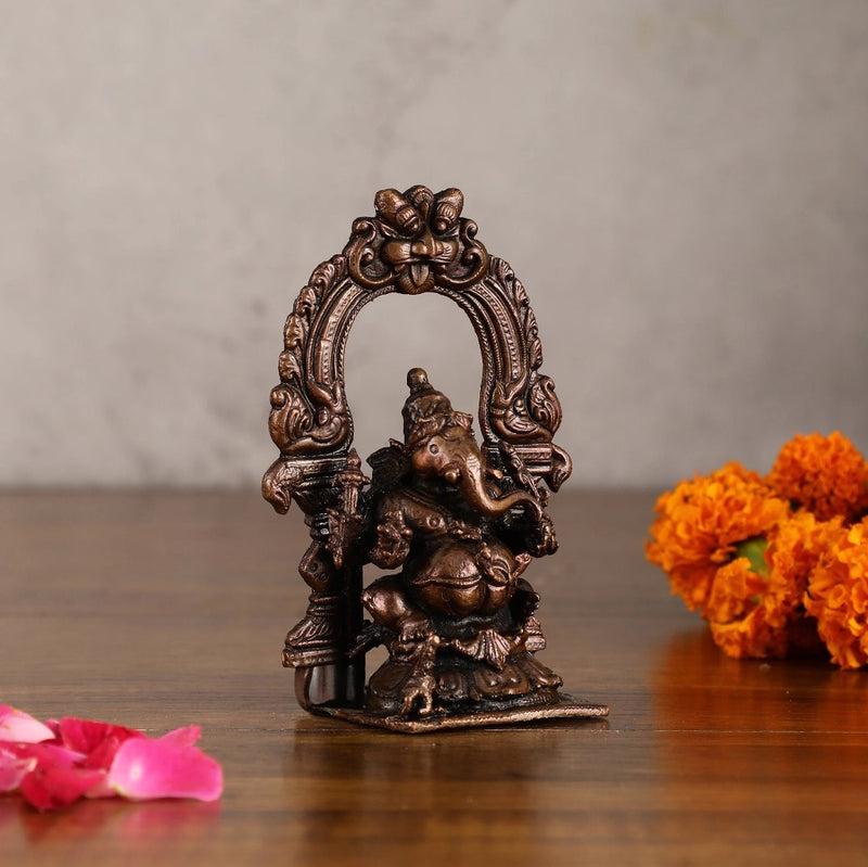 Pure Copper Lord Ganesha Idol (Height: 4 Inch)