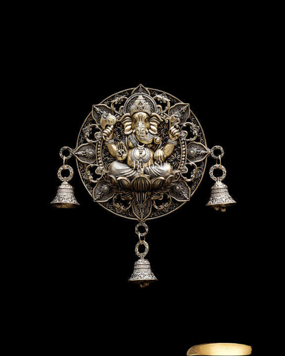 AONA Brass Ganesh Round Wall Hanging