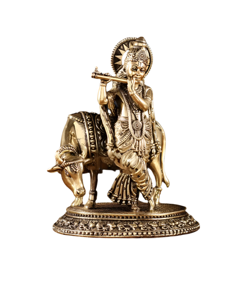 Brass Superfine Lord Krishna Murti (Height:4.5 Inches)