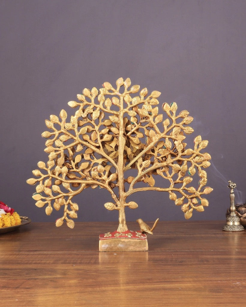Brass Kalpavriksha tree for tables (Height :11 Inches) Craft Detail