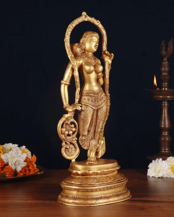 Pure Brass Lady Statue (Height :16.5 Inches) Entryway Setting