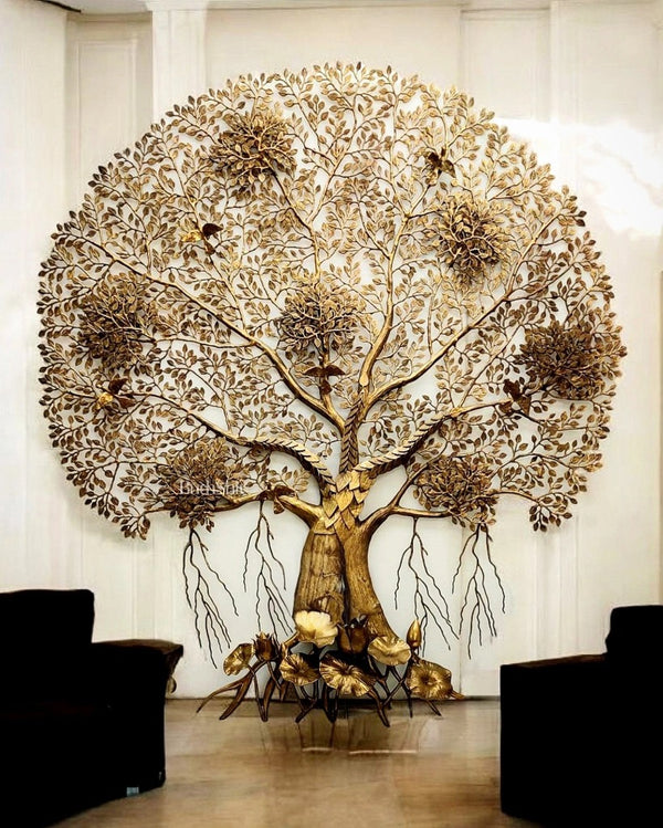 Majestic Brass Kalpavriksha Tree Wall Hanging (Height :75 Inches) Entryway Setting