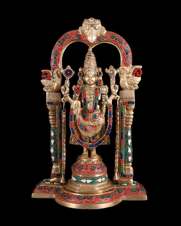 Brass Tirupati Balaji Statue (Height: 14 Inch) Mandir Setting