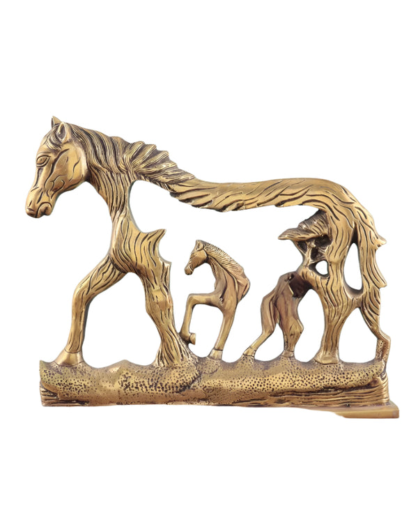 Brass Horse Wall Hanging (Height :12 Inches) Mandir Setting