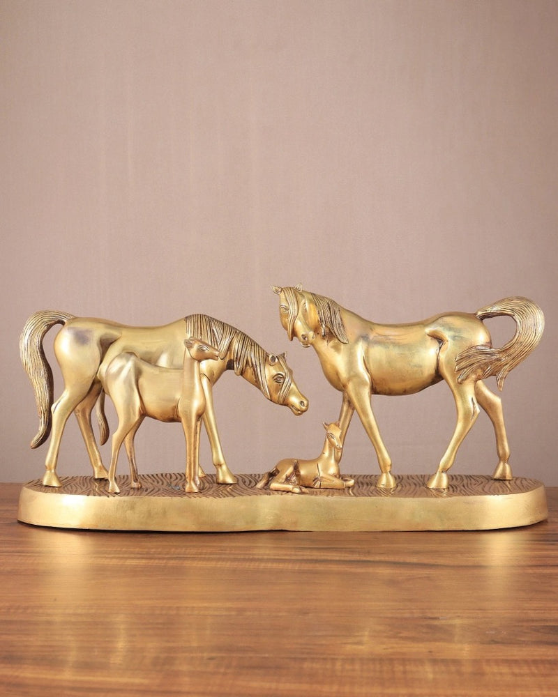 AONA Brass Superfine Large Horse Family Sculpture