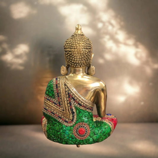 Brass Blessing Buddha Statue (Height: 16 inches)