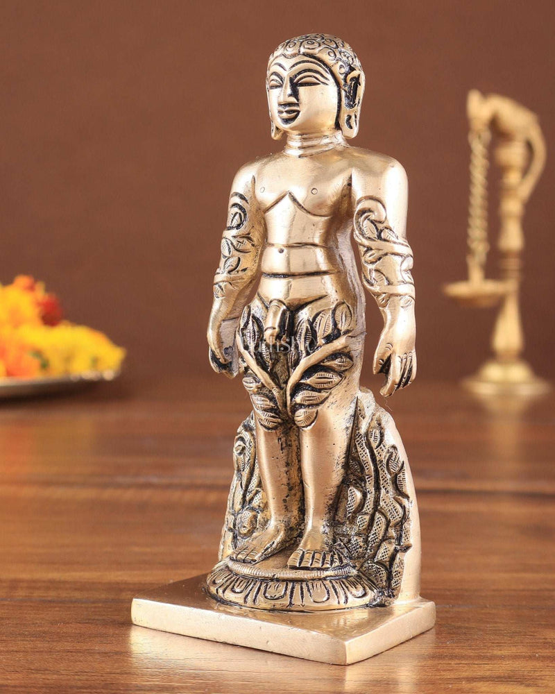 Brass gommateshwara bahubali Jain God Standing Statue Height: 6 inches)