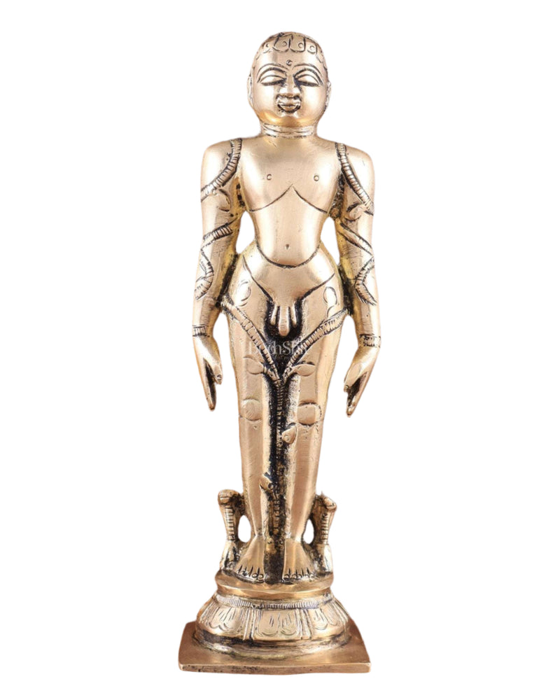 Brass Mahavir Ji Jain God Standing Statue (Height: 8 inches)