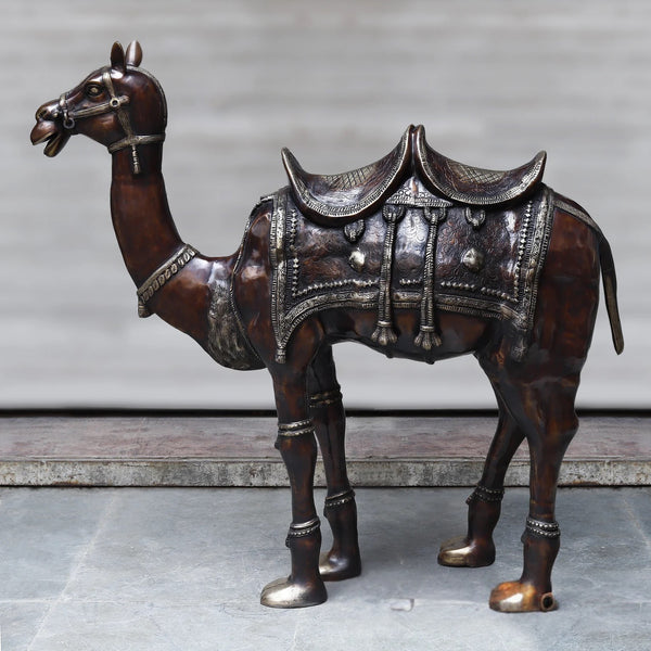 Brass Camel Copper Finish Sculpture (Height :49 Inches) Mandir Setting