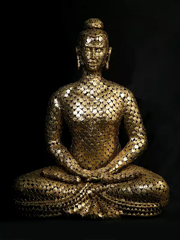 AONA Superfine Brass Beautiful Buddha artwork made of leaves Sculpture