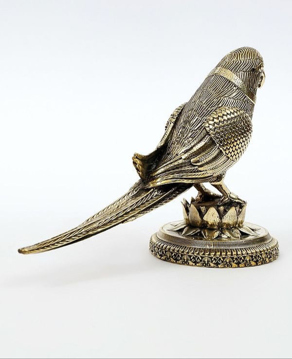 Small Brass Superfine Decorative Parrot Statue (Height :6.5 Inches)