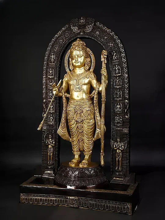 Brass Large Ram Lalla Statue (Height: 53 Inches) Entryway Setting
