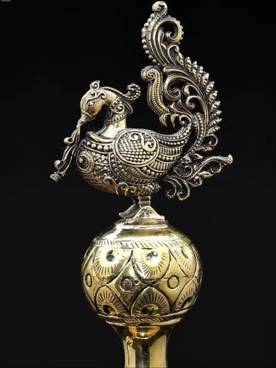 Superfine Brass Pair of Peacock Lamps (Height : 25 Inches) Craft Detail