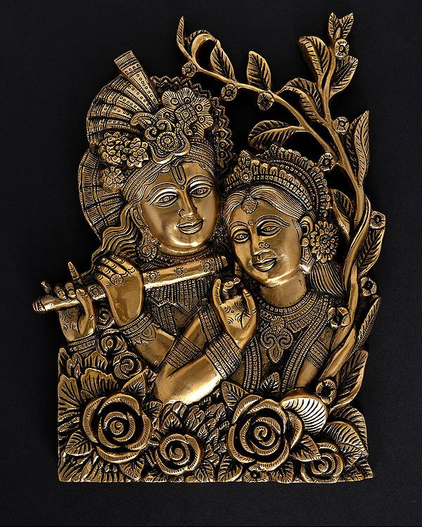 AONA Brass Radha Krishna Wall Hanging Idol