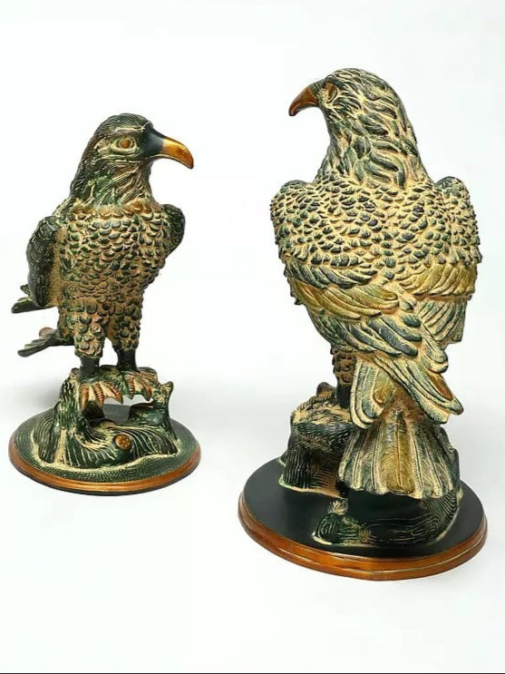 Brass Pair of Eagle Statues (Height: 15 inches)