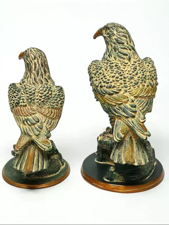 Brass Pair of Eagle Statues (Height: 15 inches)