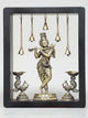 Brass Superfine Lord Krishna with Lamps and Bells Wall hanging (Height :11 Inches)