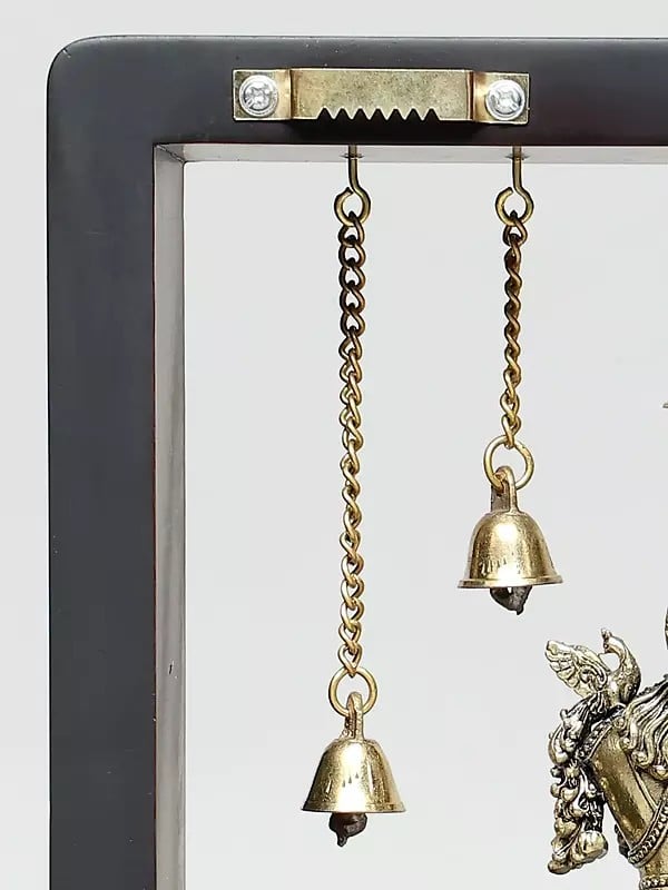 Brass Superfine Lord Krishna with Lamps and Bells Wall hanging (Height :11 Inches)