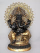 AONA Brass Large Four Armed Blessing Lord Ganesha with Mandala Backdrop Sculpture