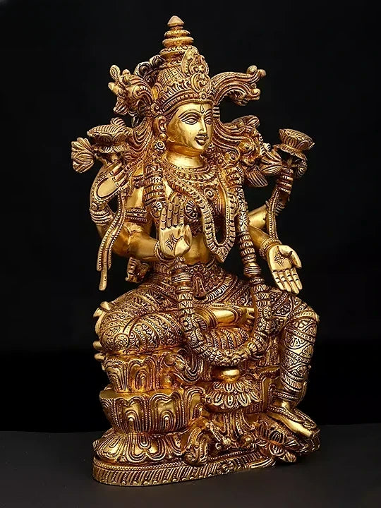 Brass Goddess Lakshmi Statue (Height 15 Inches) Study Setting