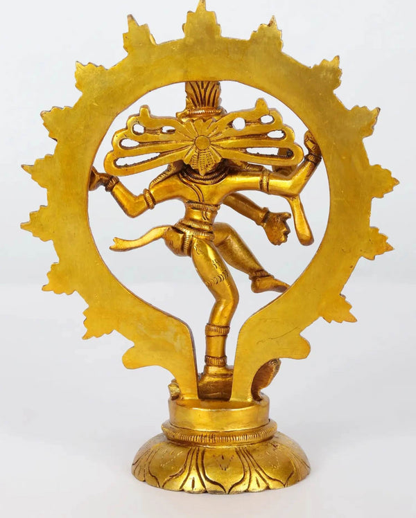Nataraja - Dancing Lord Shiva in Brass 7 inches Study Setting