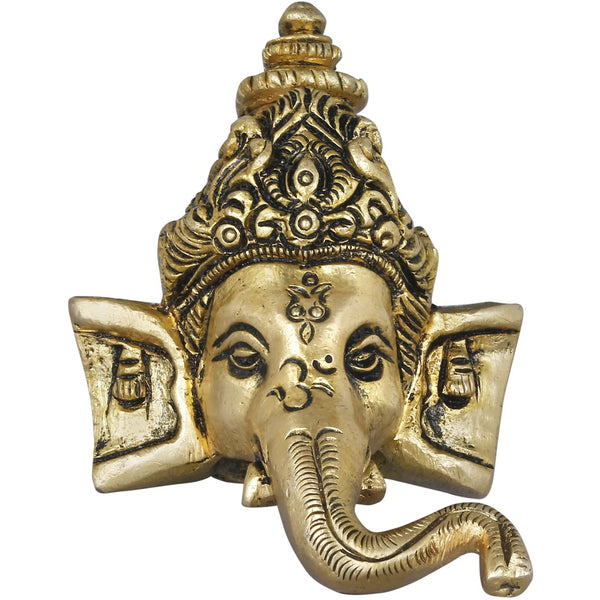 Brass Wall hanging in Ganesha mask 2 inches Mandir Setting