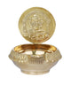 Brass Small Puja Diya (Lamp) with Throne Ganesha 2 inches