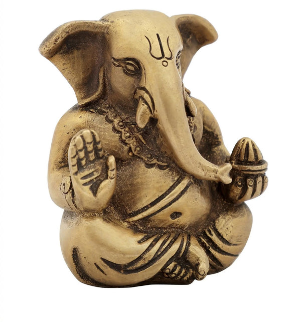Brass Small Good Luck Ganesha Idol 2 inches Entryway Setting