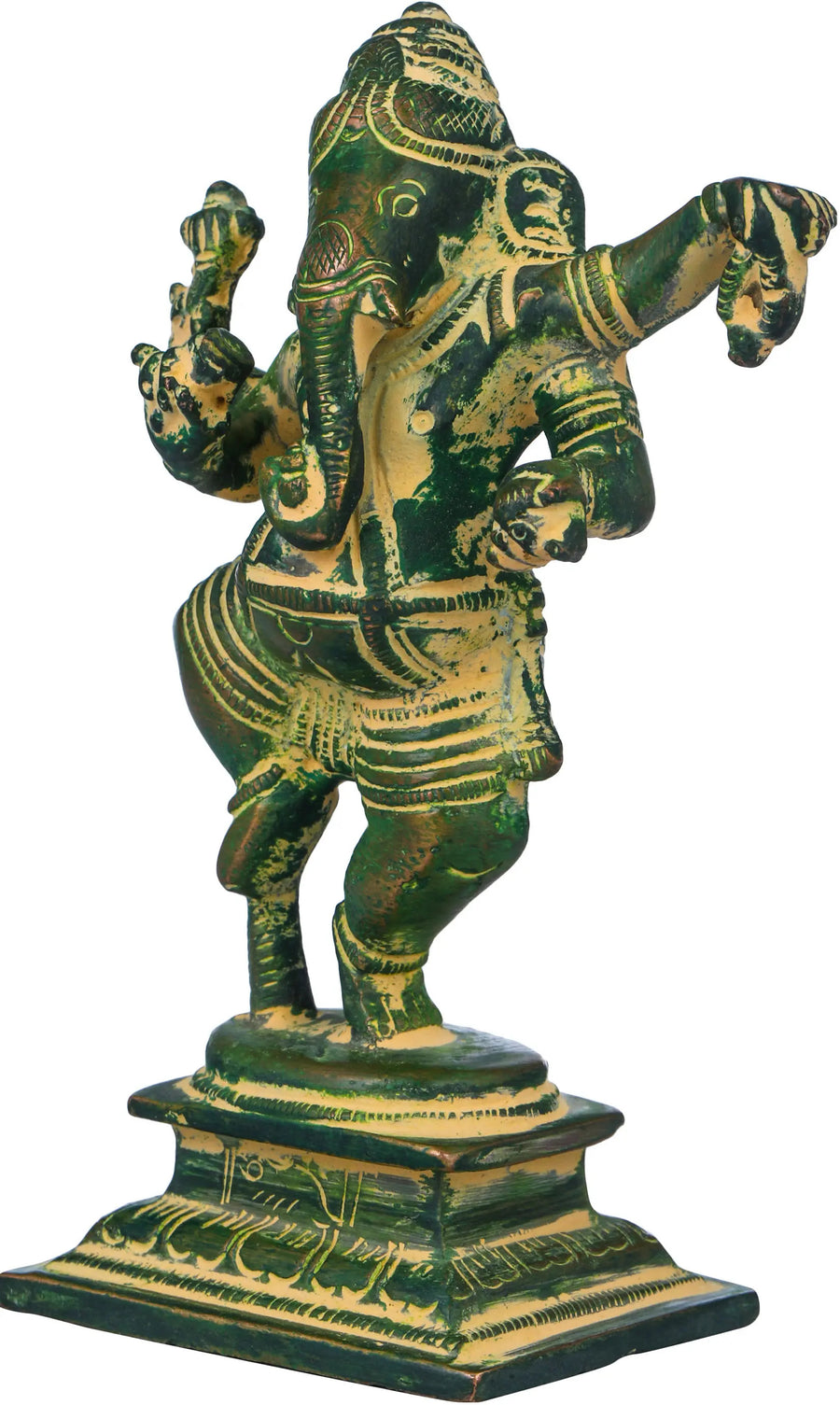 Handmade Brass Sculpture of Dancing Ganesha (Small) 4 inches Craft Detail