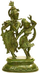 Antique green Brass Statue of Radha and Krishna Engaged in Ecstatic Dance 16 INCHES