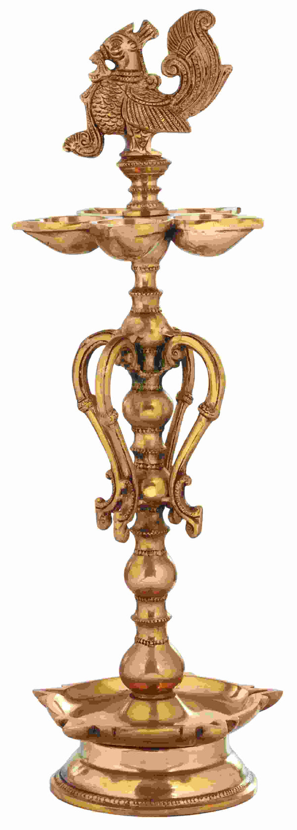 Handmade Polish Brass Auspicious Ritual Lamp 16 Inches Mandir Setting