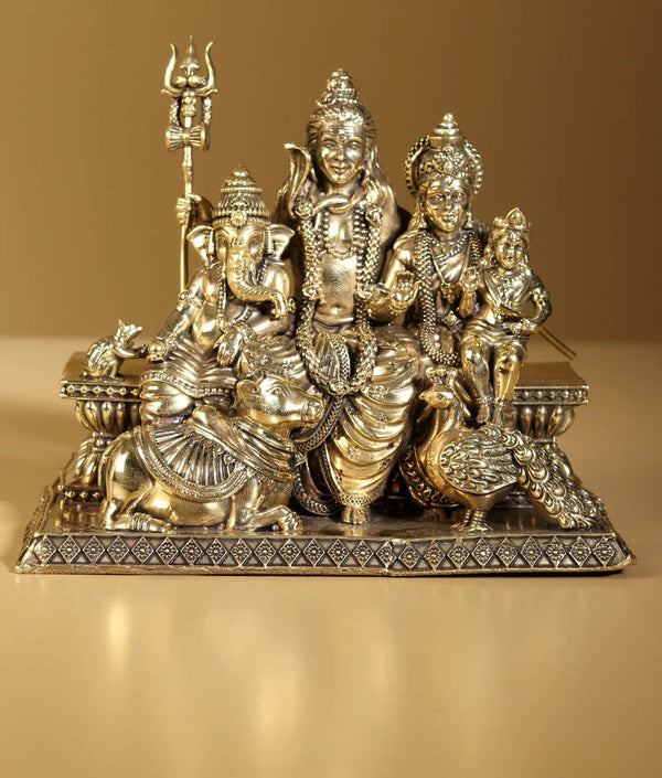 Superfine Brass Lord Shiva Family statue 6 inches Mandir Setting