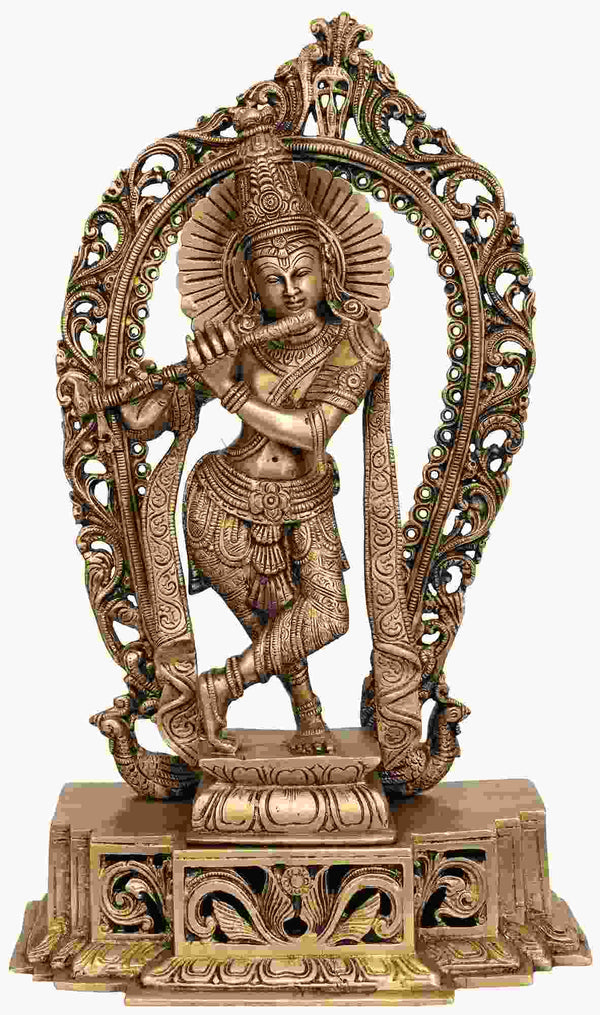 Handcrafted Brass Statue of Shri Krishna 16 Inches Mandir Setting