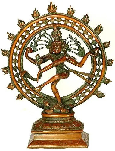 Handcrafted chala Brass Idol of Lord Shiva as Nataraja 9 inches Mandir Setting