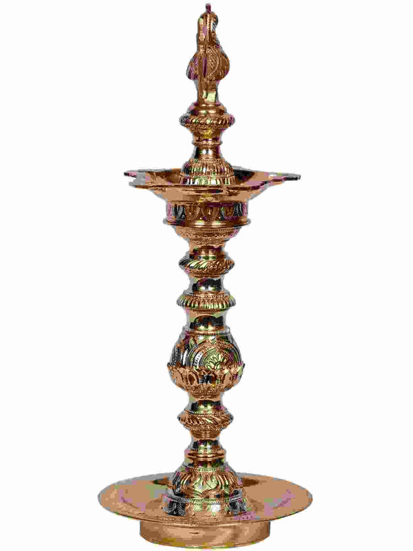 Brass Kuthu Vilakku (Oil Lamp) 14 inches Entryway Setting