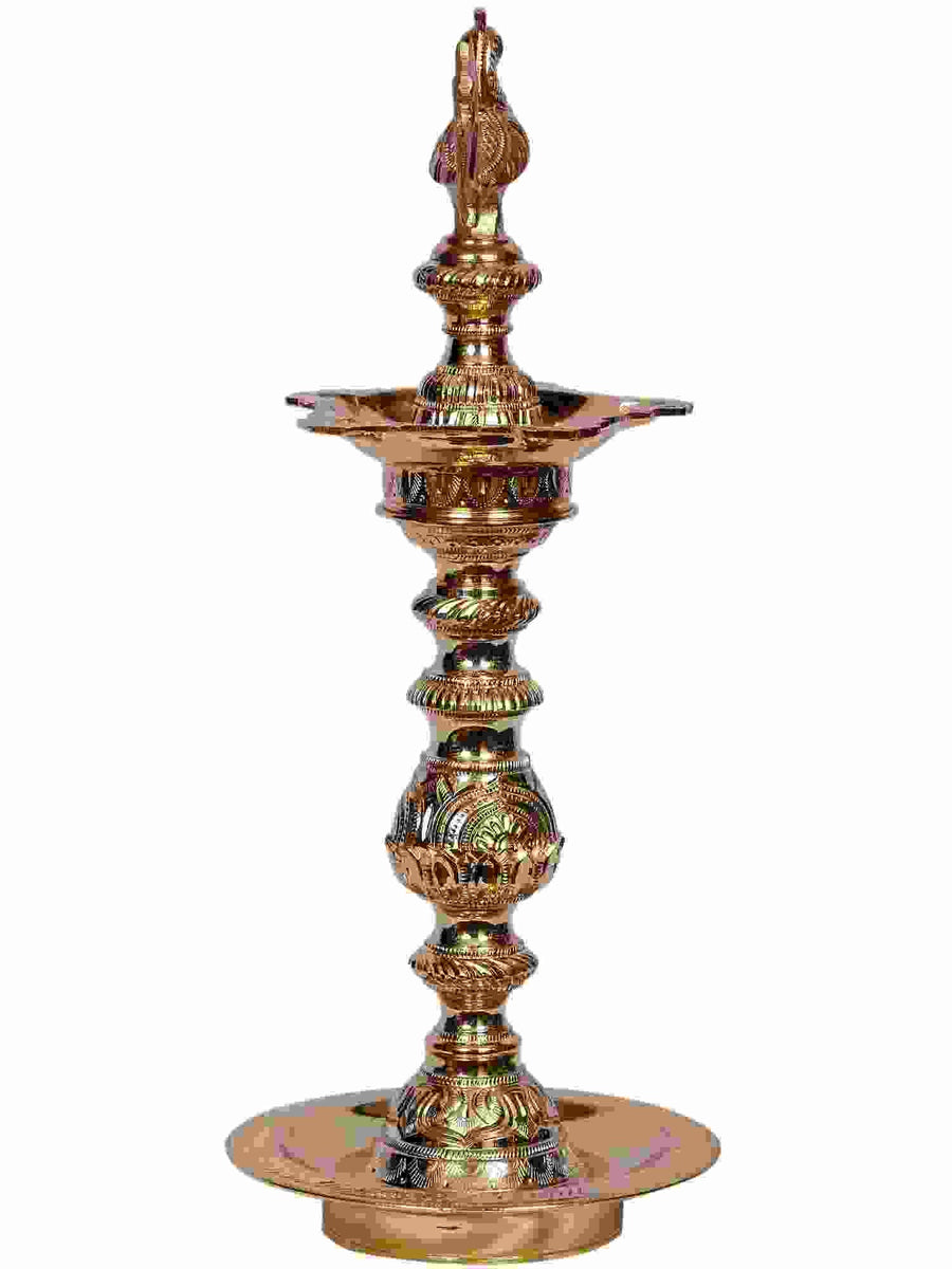 Brass Kuthu Vilakku (Oil Lamp) 14 inches Craft Detail