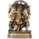 Brass idol of dancing Ganesha with three heads 12 inches