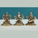 Brass Set of three small statues of Ganesha, Lakshmi, and Saraswati (Height: 2 inches)
