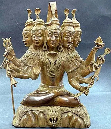 Handmade Brass Statue of Sadashiva 16 Inches Mandir Setting